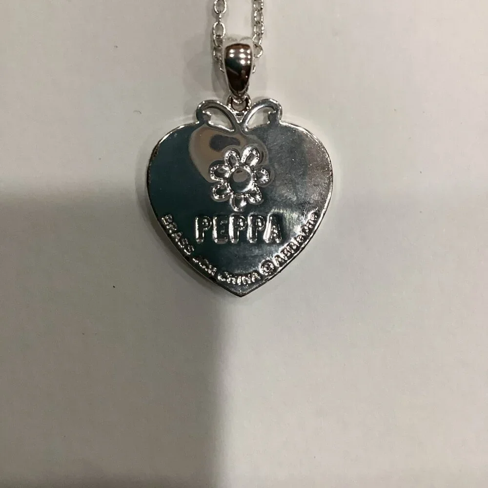 Peppa Pig Fine Silver Plated Heart Necklace, New Without Tags